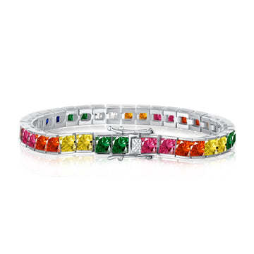 [Limara]Radiant Colorful Princess Cut Tennis Bracelet
