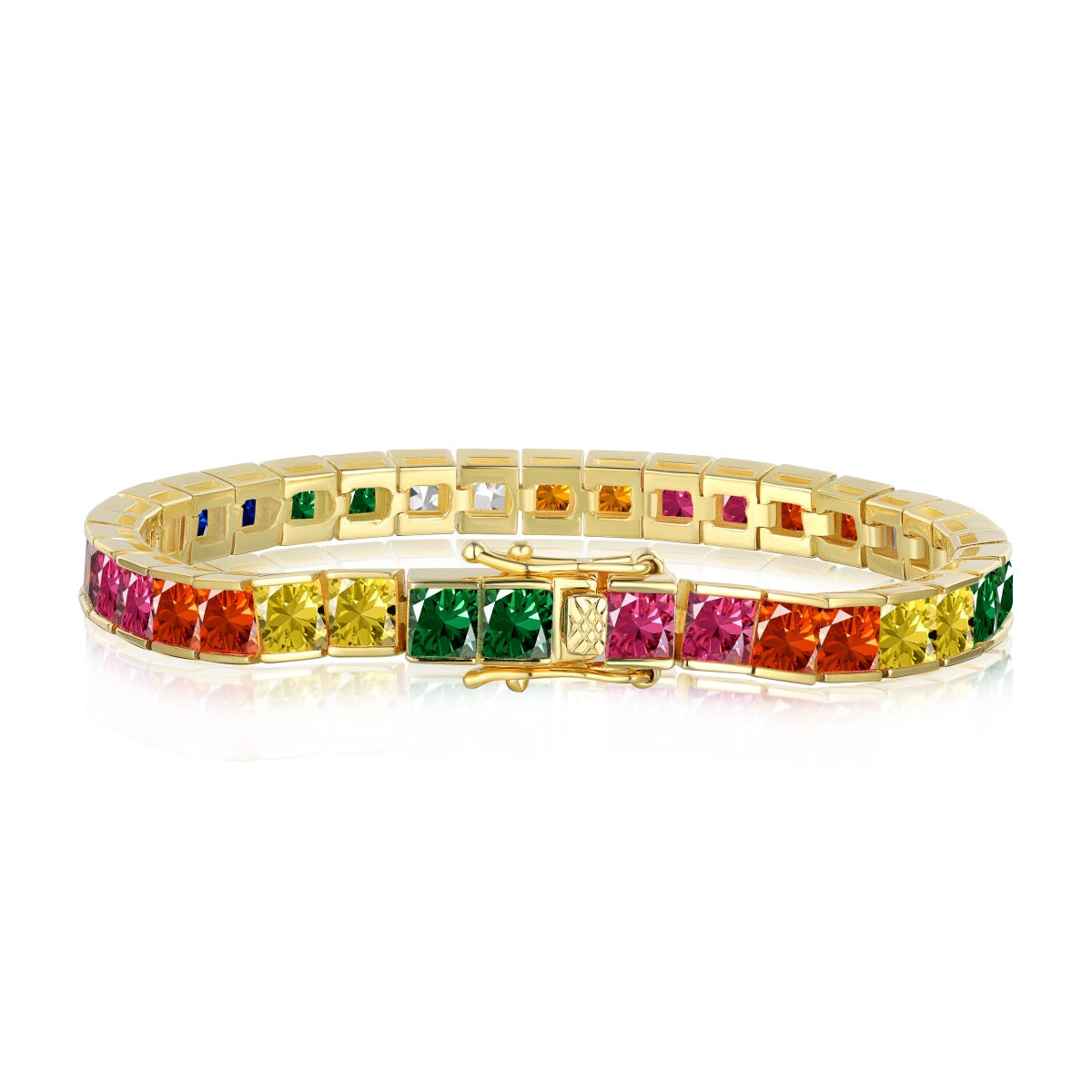 [Limara]Radiant Colorful Princess Cut Tennis Bracelet