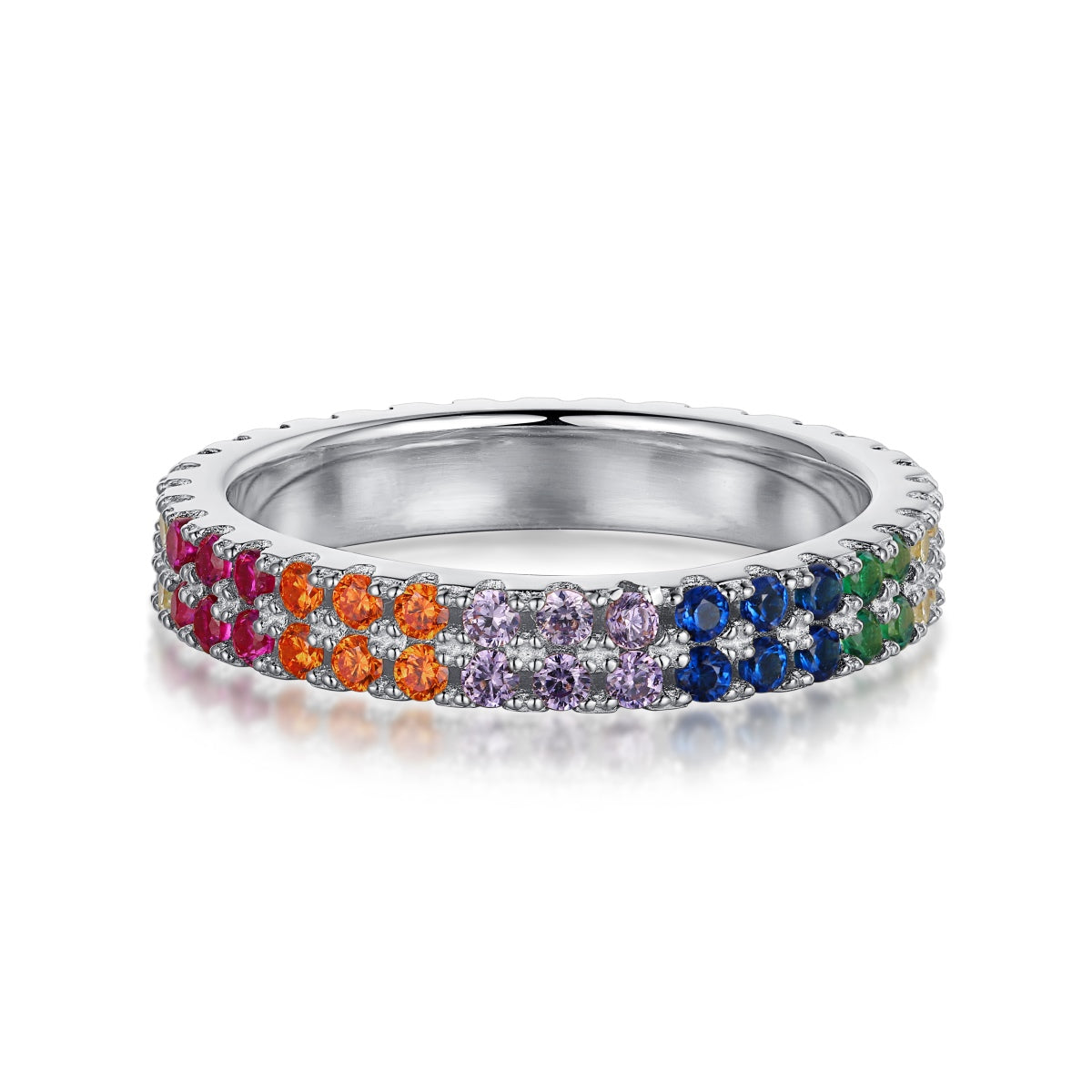 [Limara]Unique Colorful Round Cut Tennis Ring