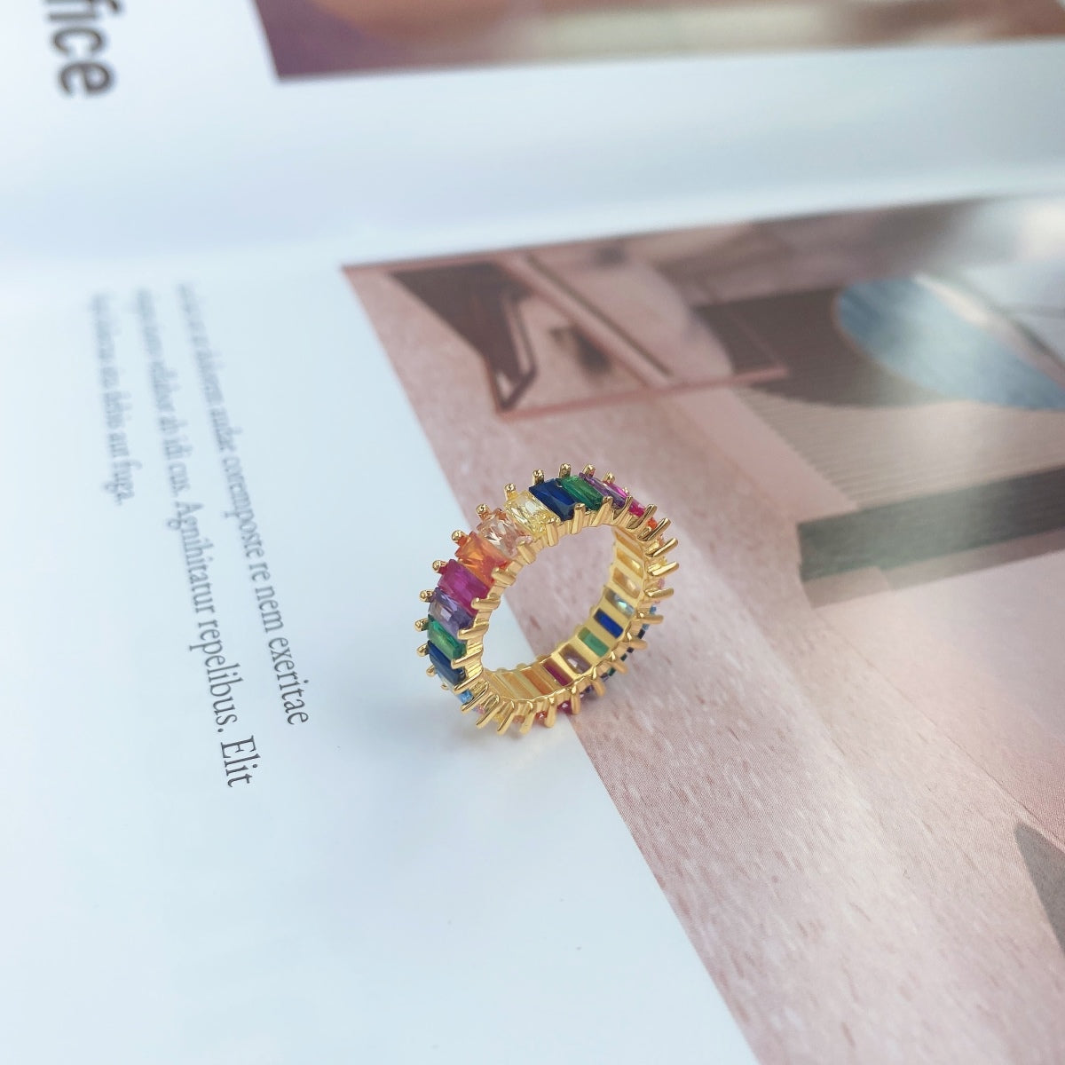 [Limara]Unique Colorful Radiant Cut RIng