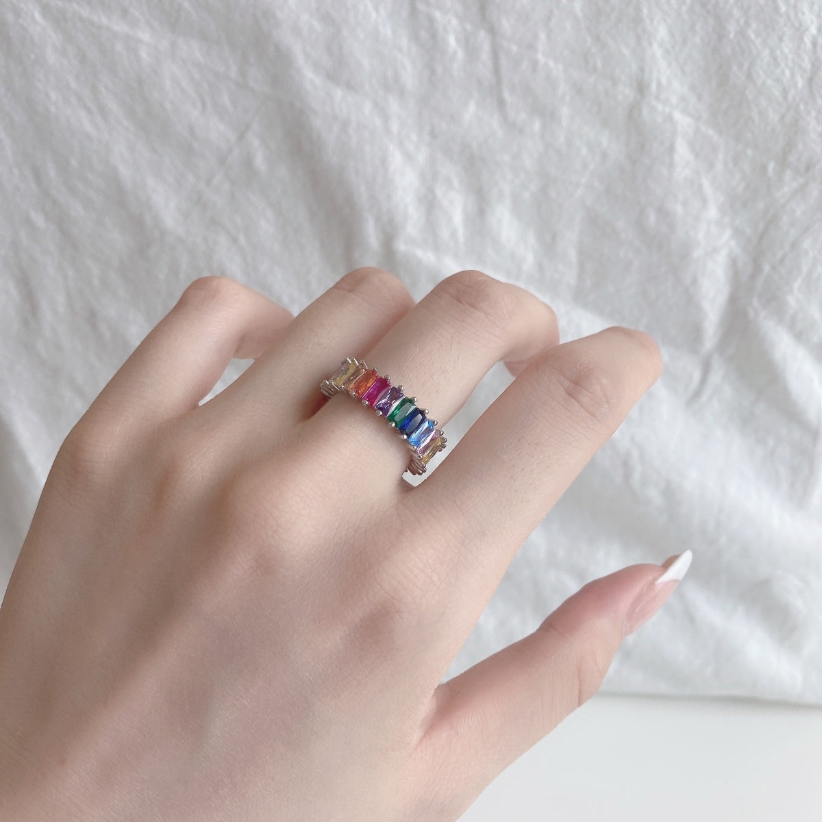 [Limara]Unique Colorful Radiant Cut RIng