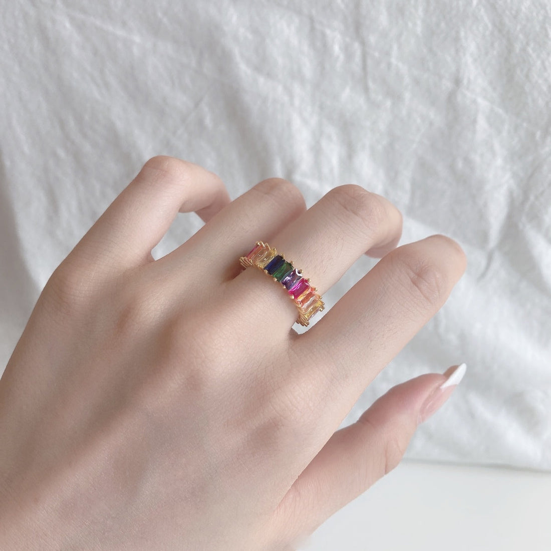 [Limara]Unique Colorful Radiant Cut RIng