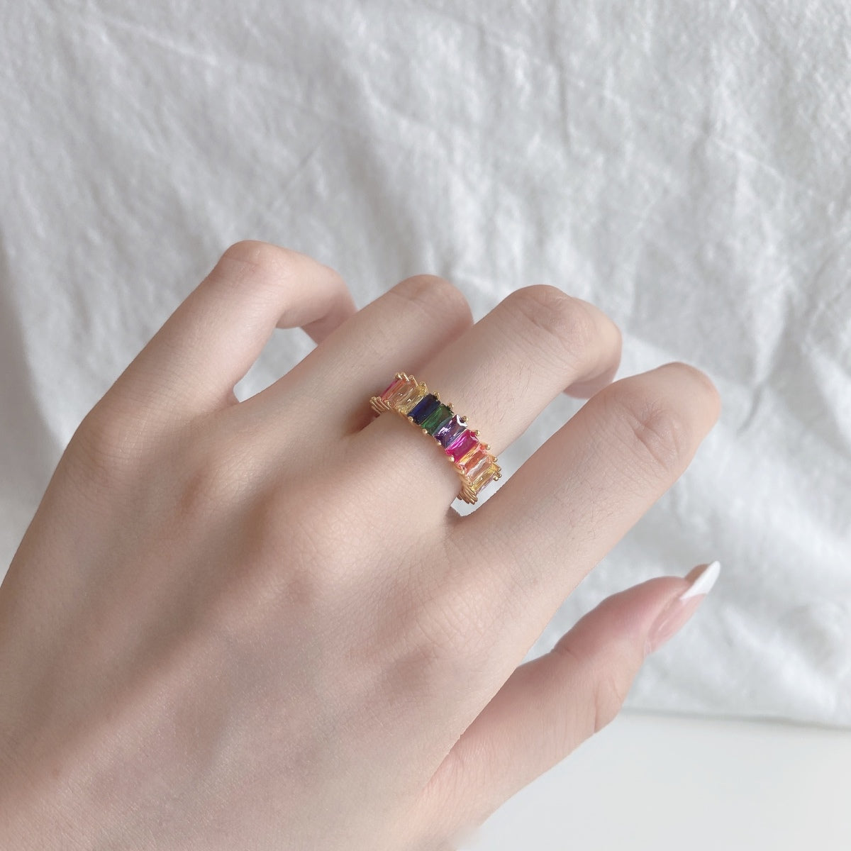 [Limara]Unique Colorful Radiant Cut RIng