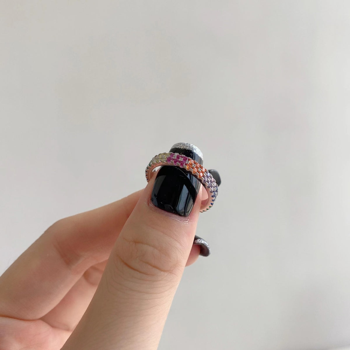 [Limara]Unique Colorful Round Cut Tennis Ring