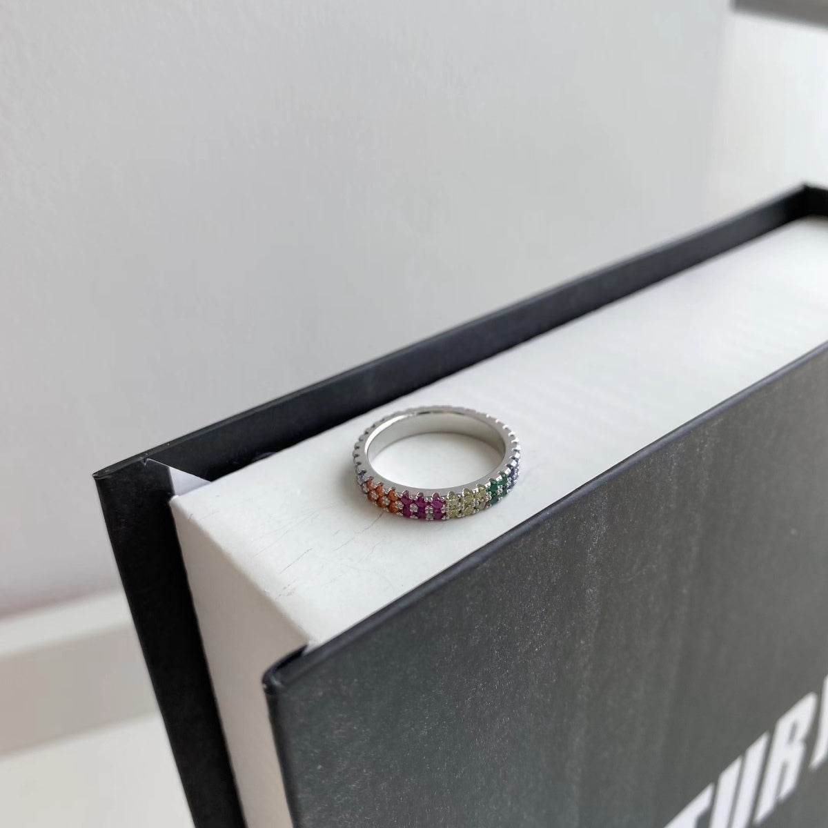 [Limara]Unique Colorful Round Cut Tennis Ring