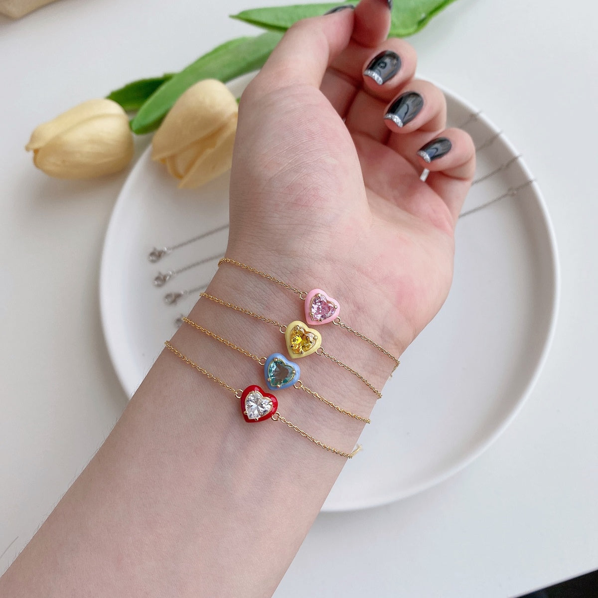 [Limara]Sparkling Romantic Heart Shape Lover Bracelet