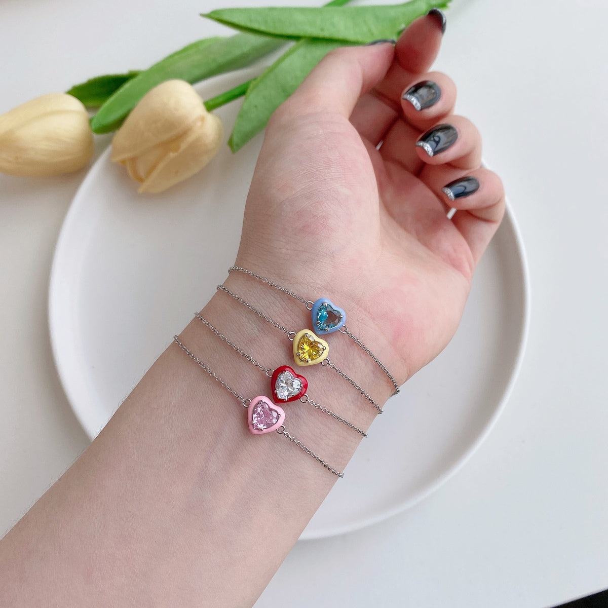 [Limara]Sparkling Romantic Heart Shape Lover Bracelet