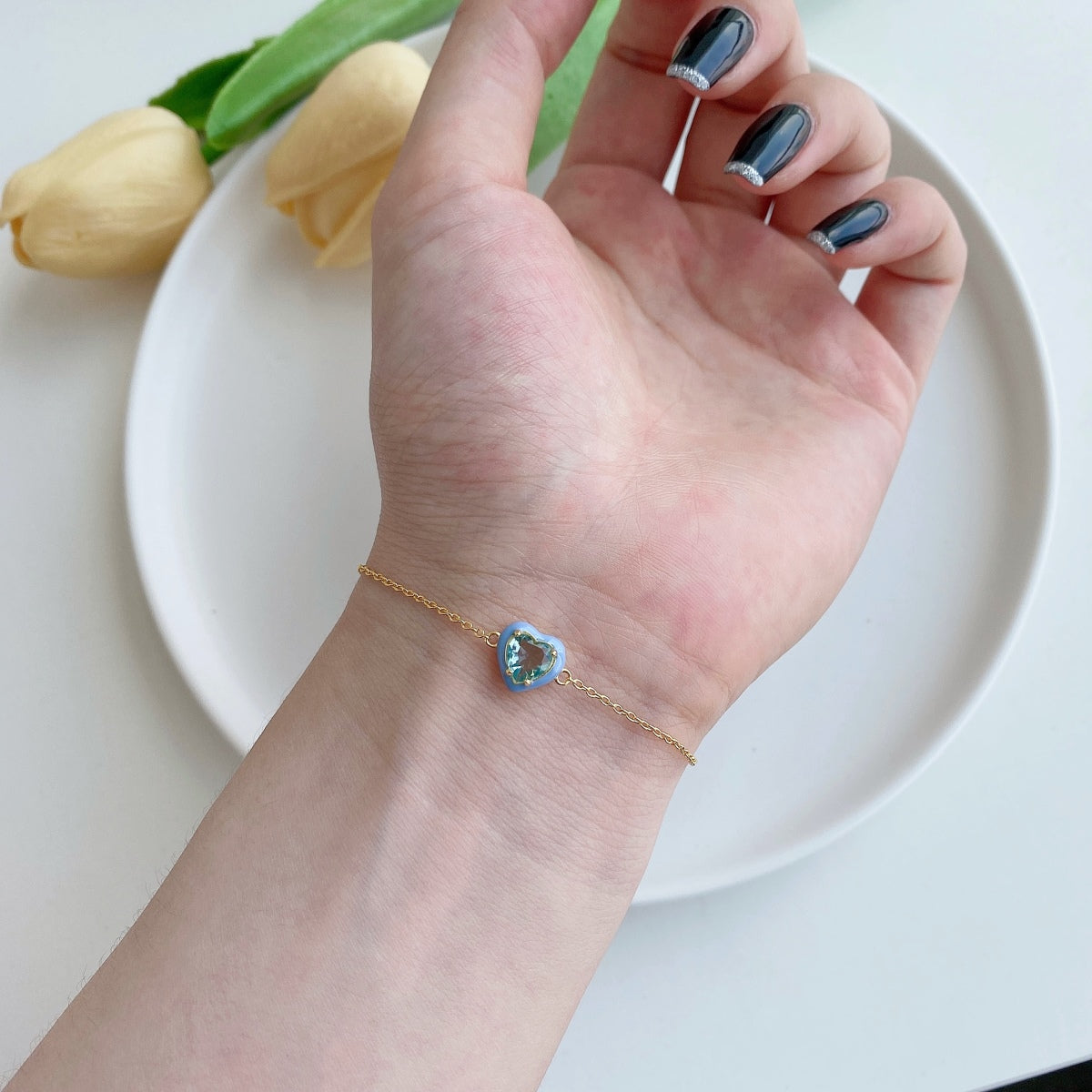 [Limara]Sparkling Romantic Heart Shape Lover Bracelet