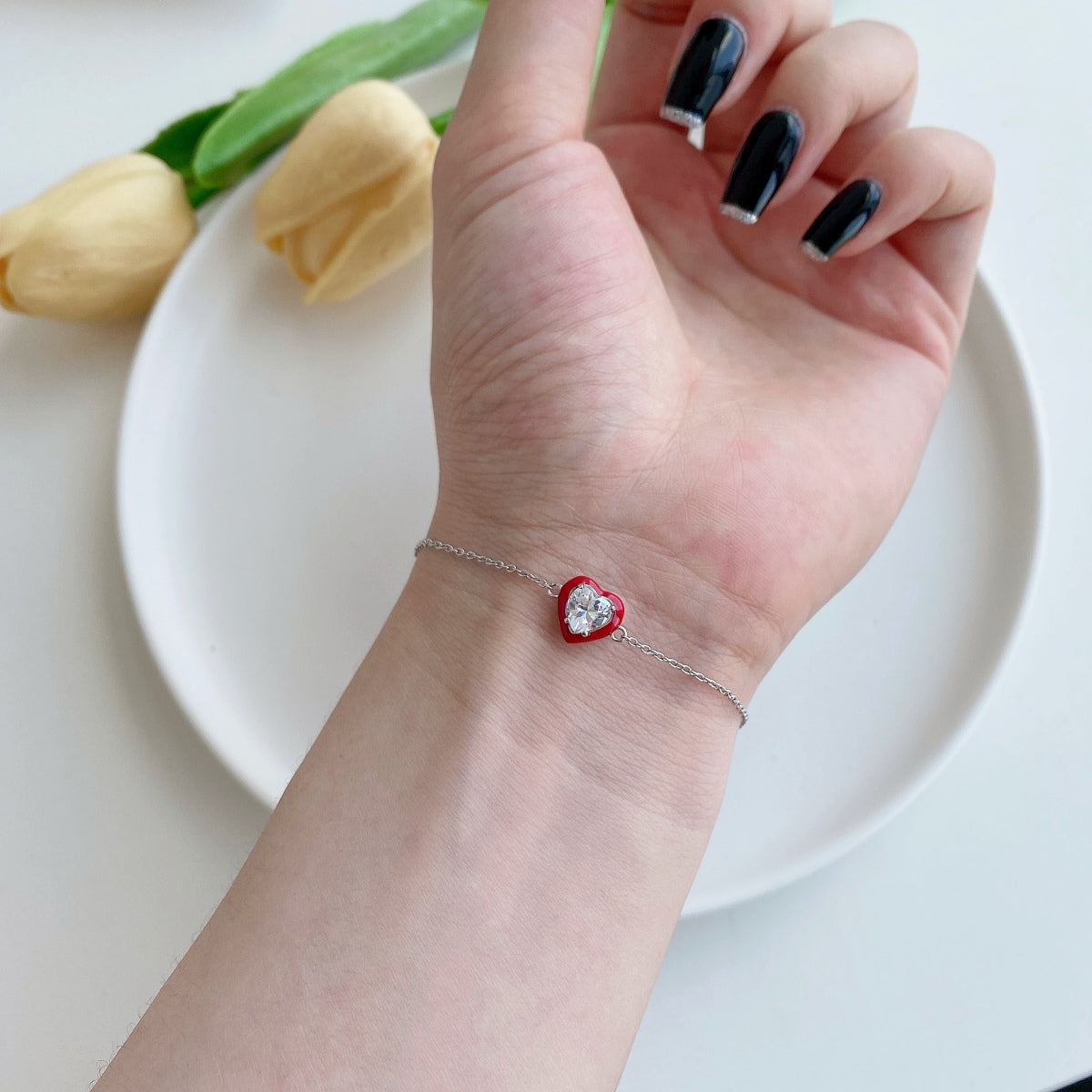 [Limara]Sparkling Romantic Heart Shape Lover Bracelet