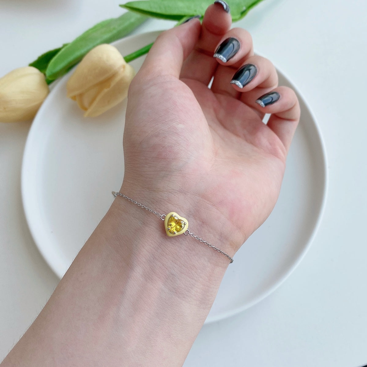 [Limara]Sparkling Romantic Heart Shape Lover Bracelet