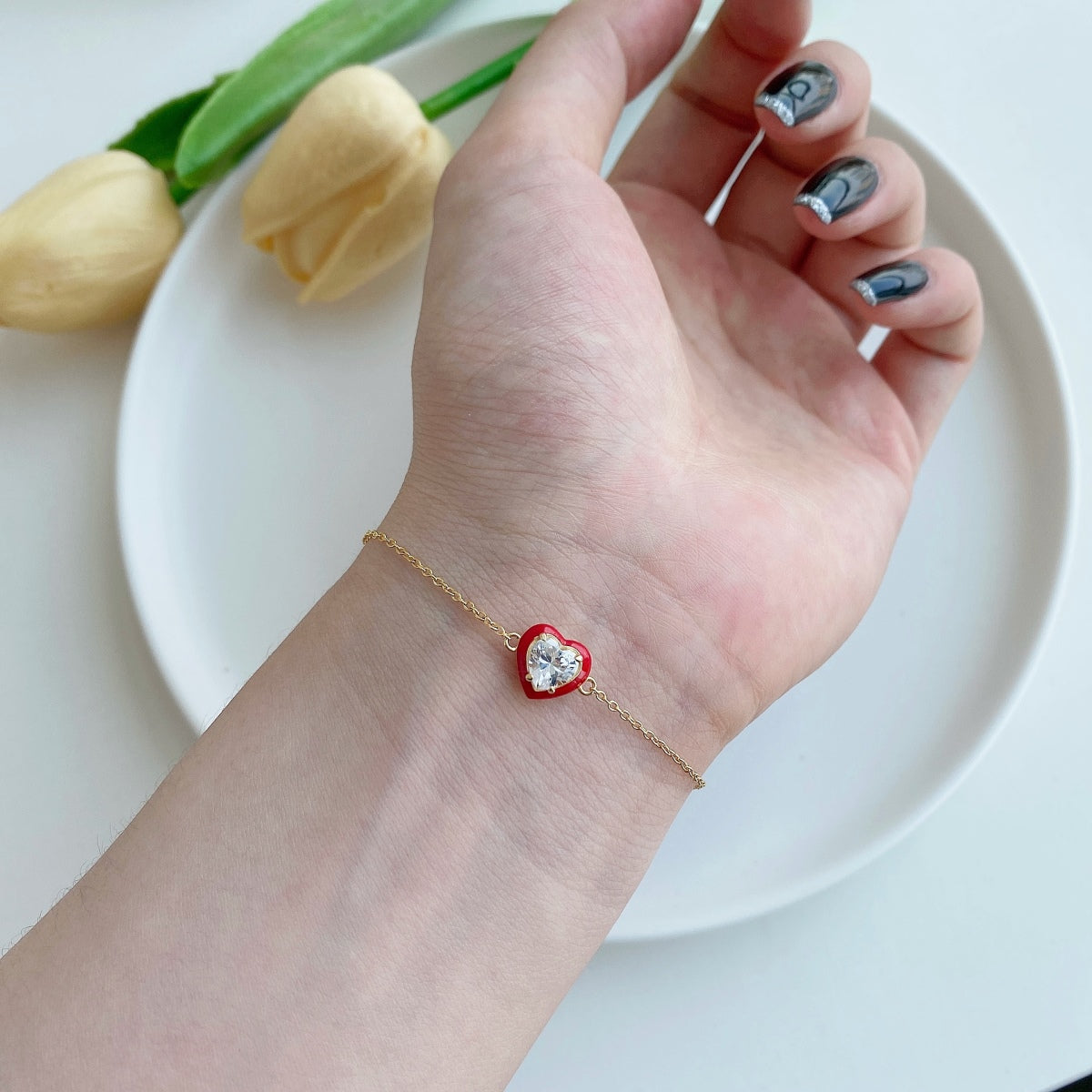 [Limara]Sparkling Romantic Heart Shape Lover Bracelet