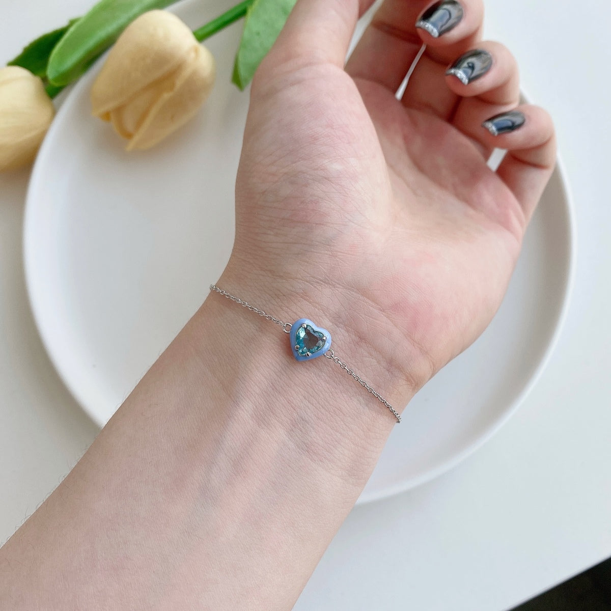 [Limara]Sparkling Romantic Heart Shape Lover Bracelet