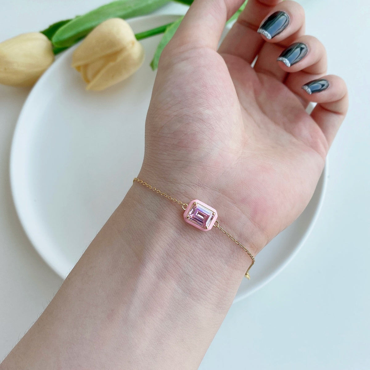 [Limara]2.0 Carat Sparkling Colorful Emerald Cut Daily Bracelet