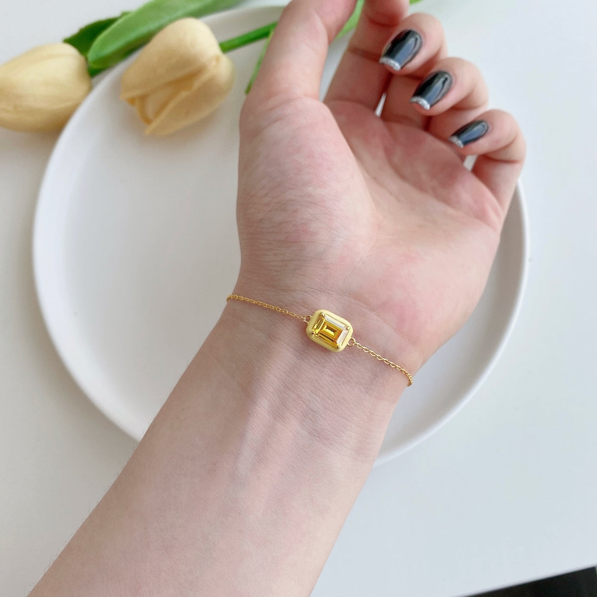 [Limara]2.0 Carat Sparkling Colorful Emerald Cut Daily Bracelet