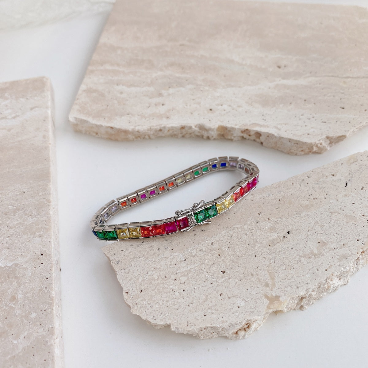 [Limara]Radiant Colorful Princess Cut Tennis Bracelet