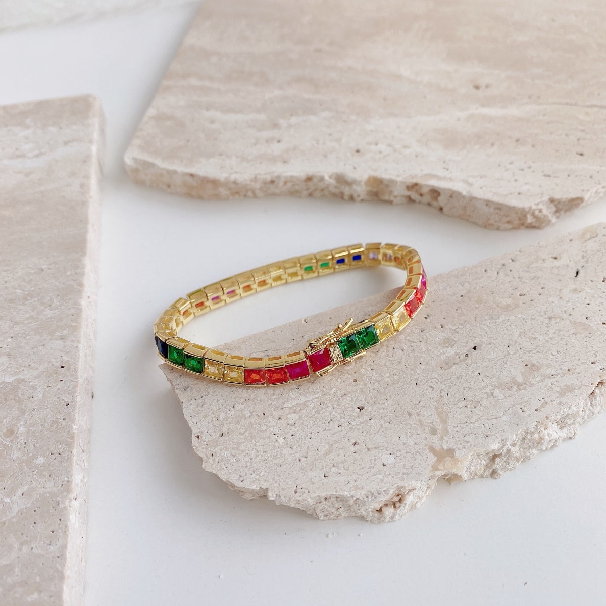 [Limara]Radiant Colorful Princess Cut Tennis Bracelet