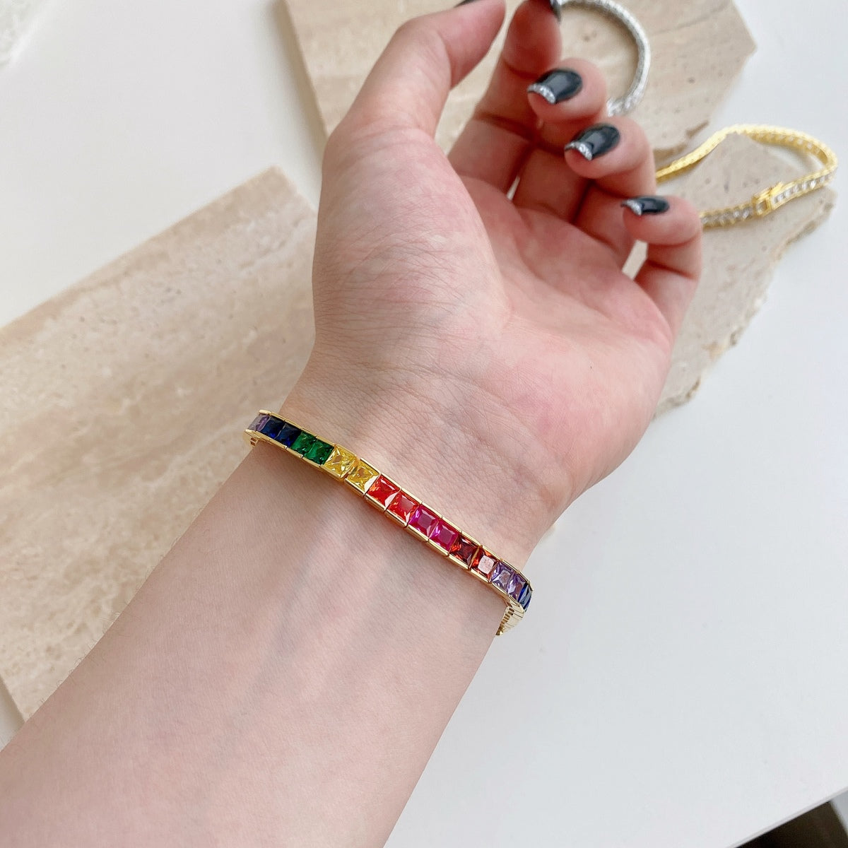[Limara]Radiant Colorful Princess Cut Tennis Bracelet