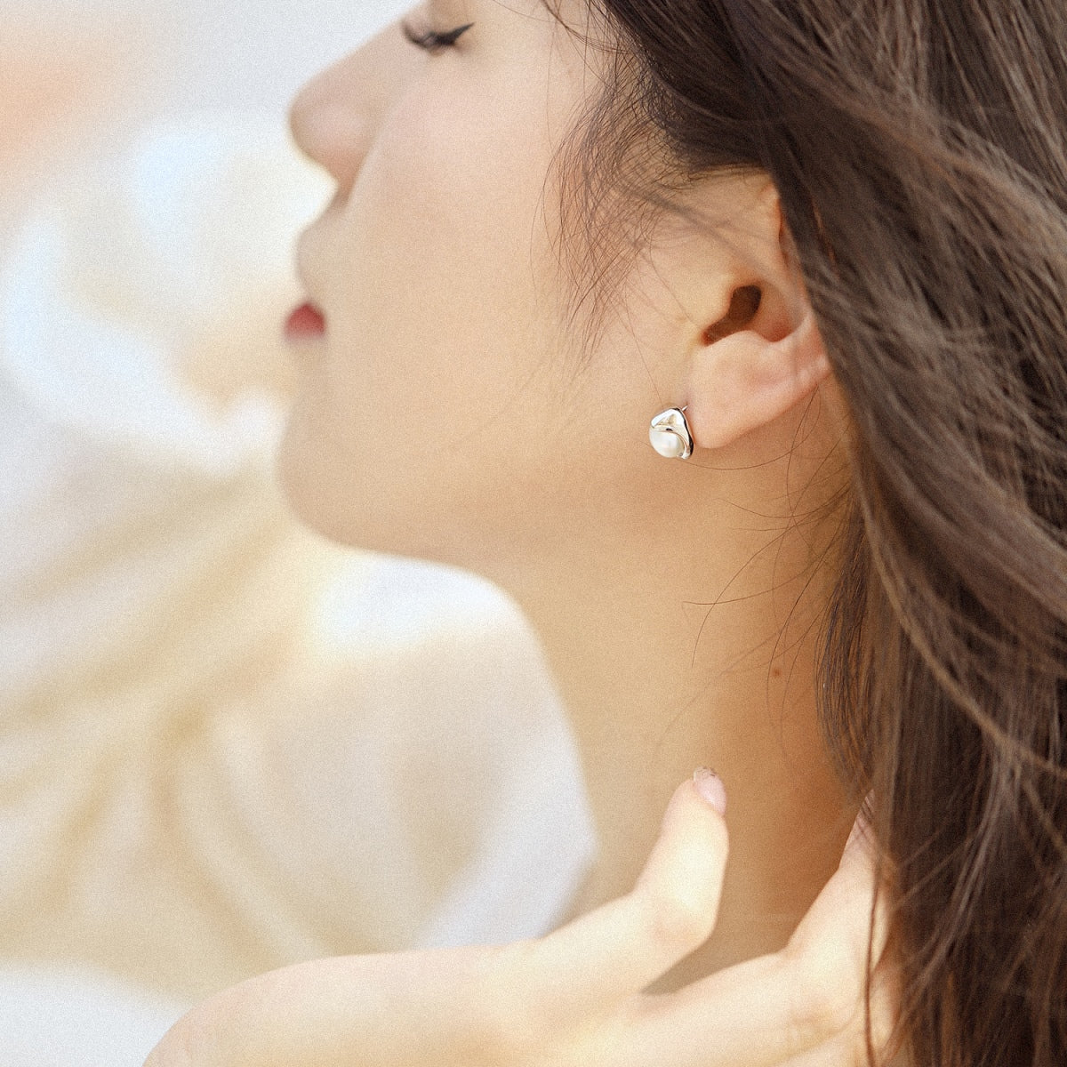 [Limara]Dainty Bread Pearl Earrings