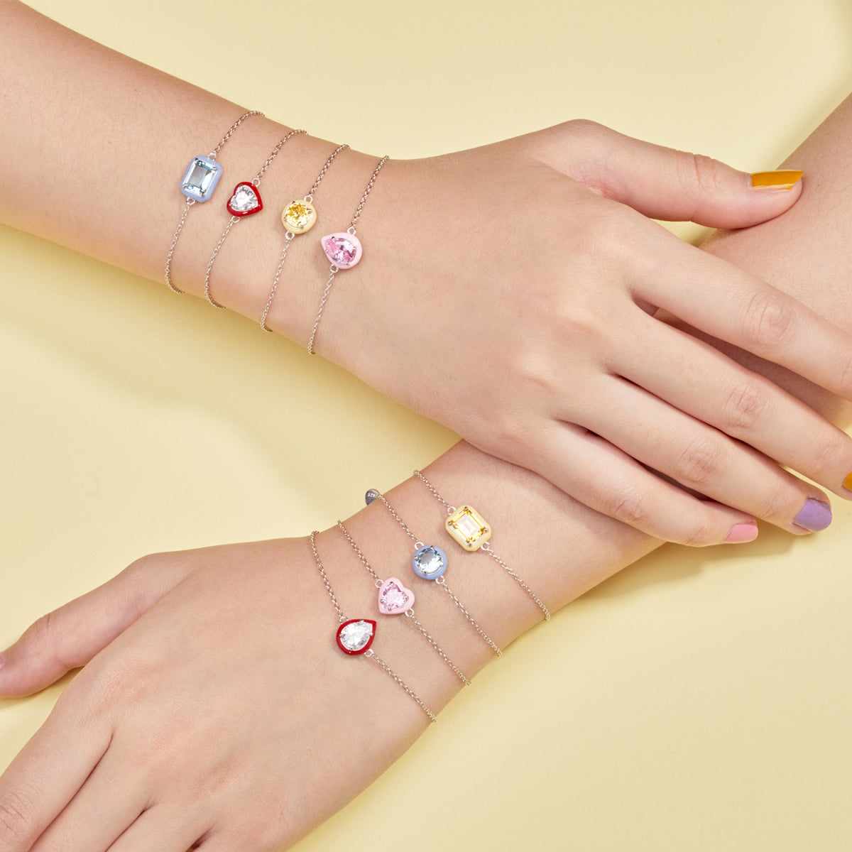 [Limara]2.0 Carat Sparkling Colorful Emerald Cut Daily Bracelet