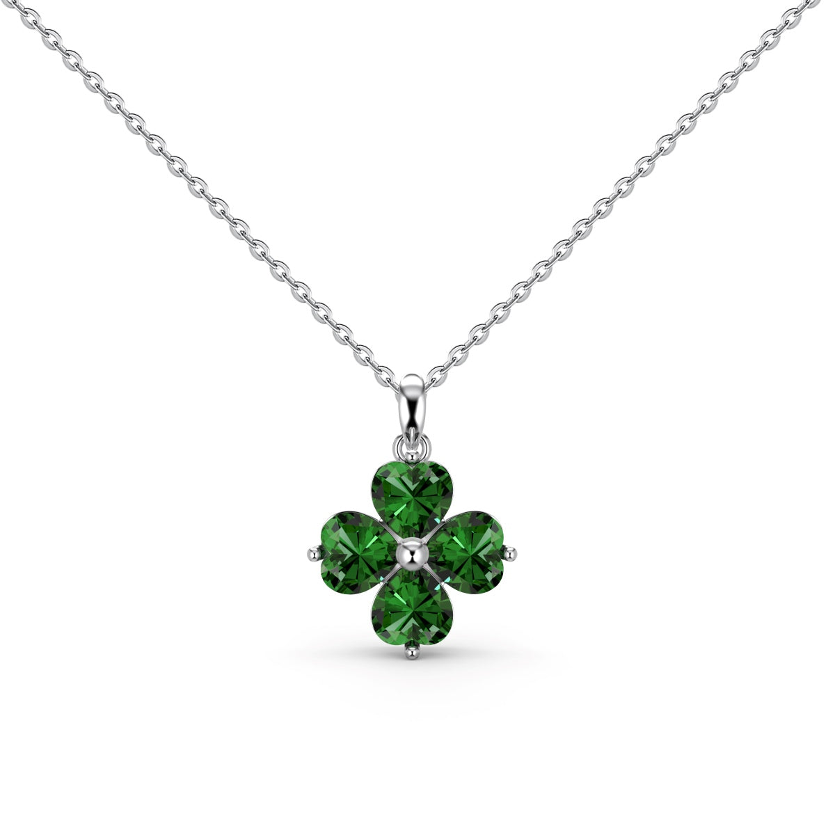 [Limara]Heart-Shaped Four-Leaf Clover Bead Necklace