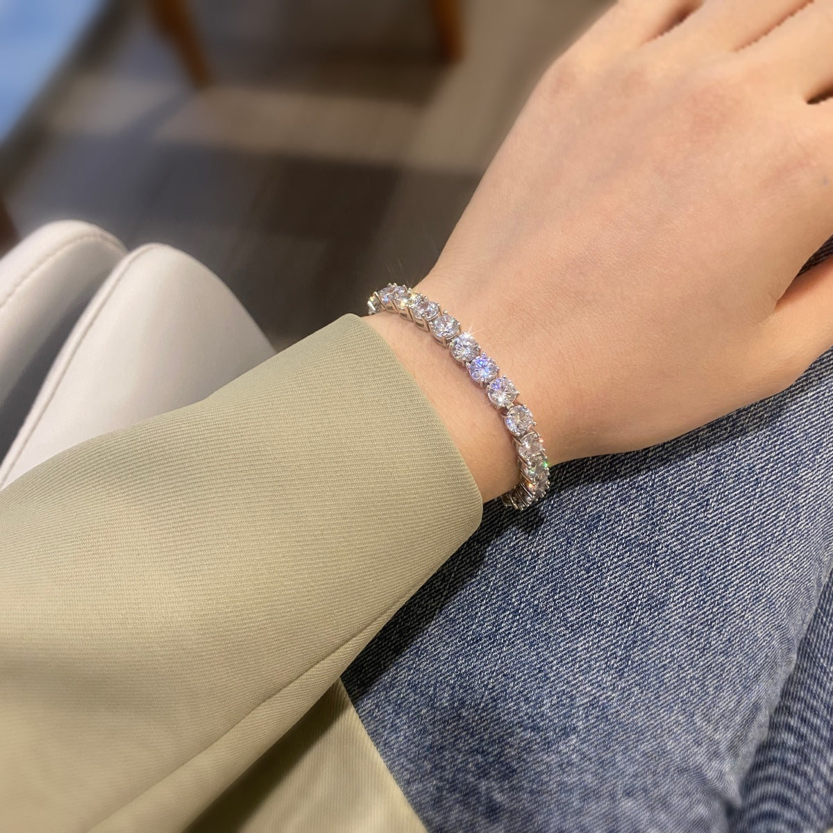 [Limara]0.75 Carat Dazzling Round Cut Wedding Bracelet
