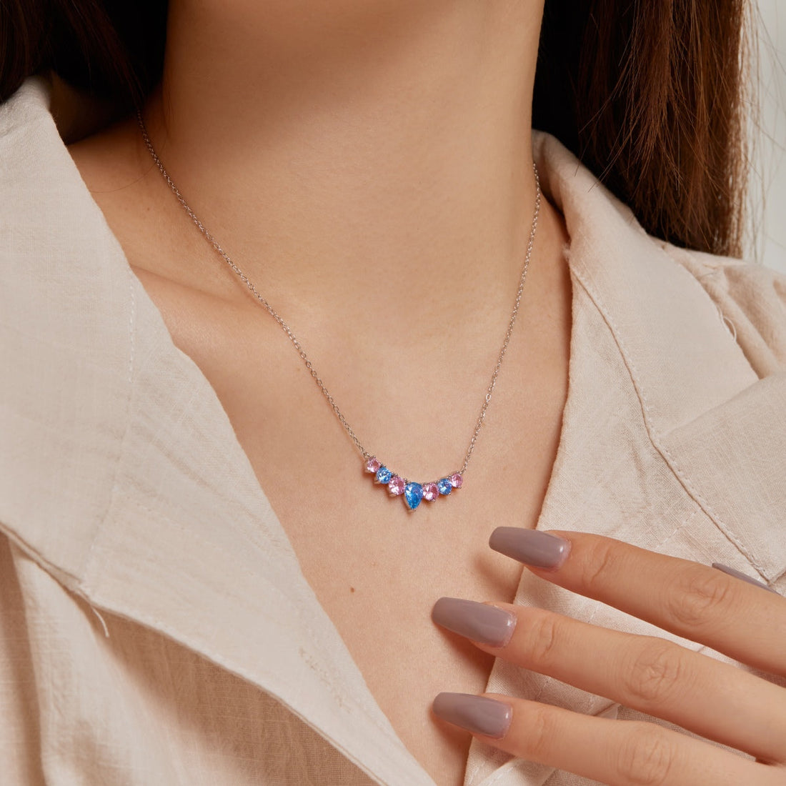 [Limara]Dainty Colorful Heart Necklace