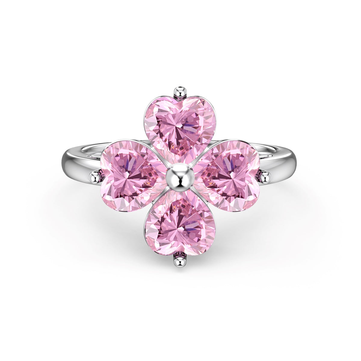 [Limara]Heart-shaped Four-Leaf Clover Ball Ring