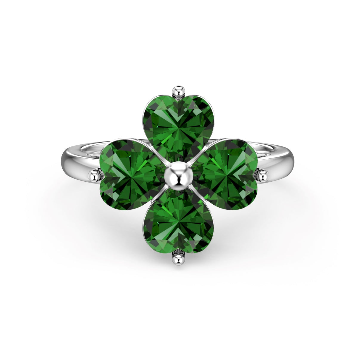 [Limara]Heart-shaped Four-Leaf Clover Ball Ring