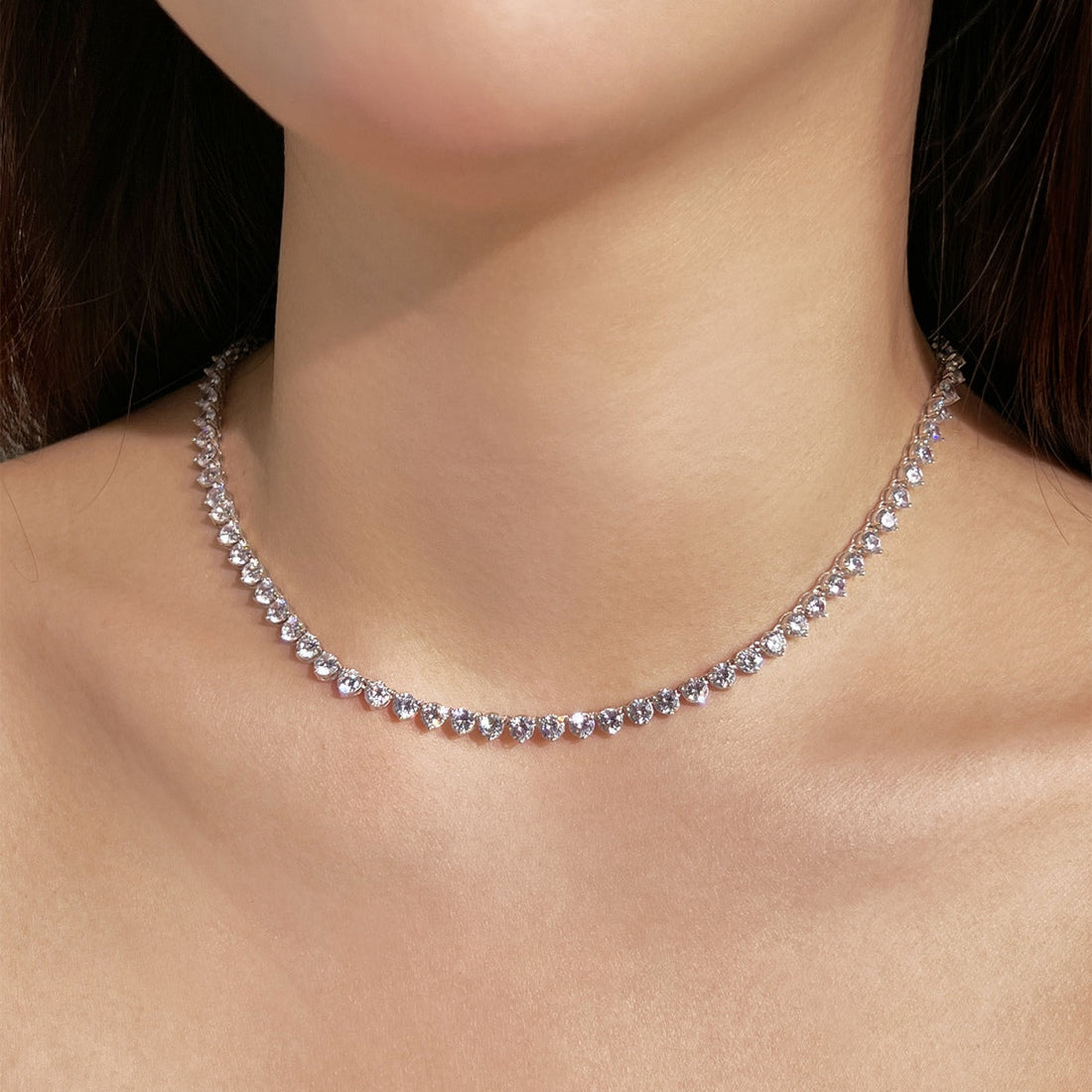 [Limara]Ornate Heart Cut Tennis Necklace