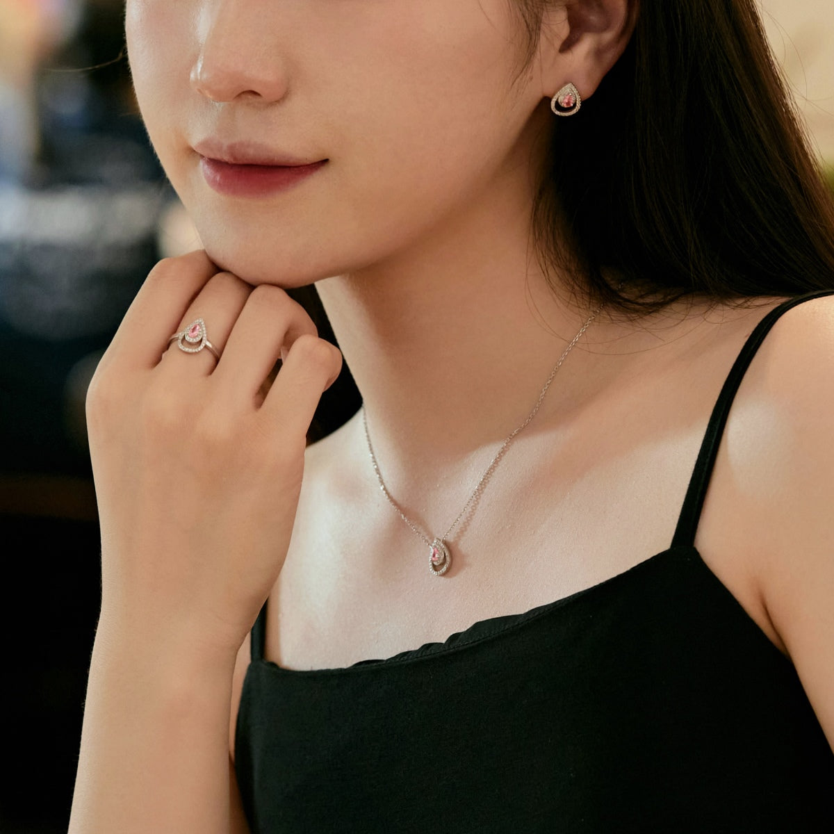 [Limara]Sparkling Delicate Water Drop Shape Daily Earrings