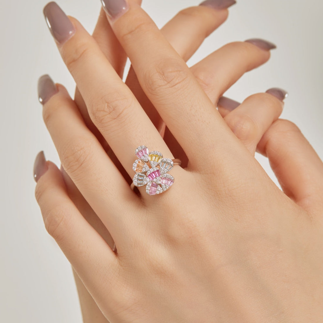 [Limara]Sparkling Colorful Water Drop Shape Daily Ring