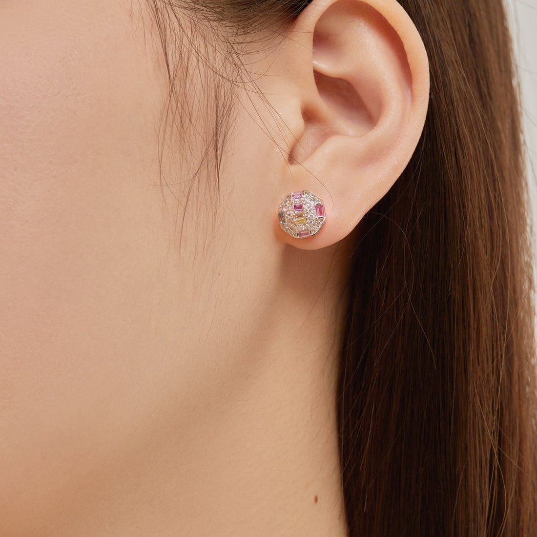 [Limara]Ornate Colorful Octagon Shape Daily Earrings