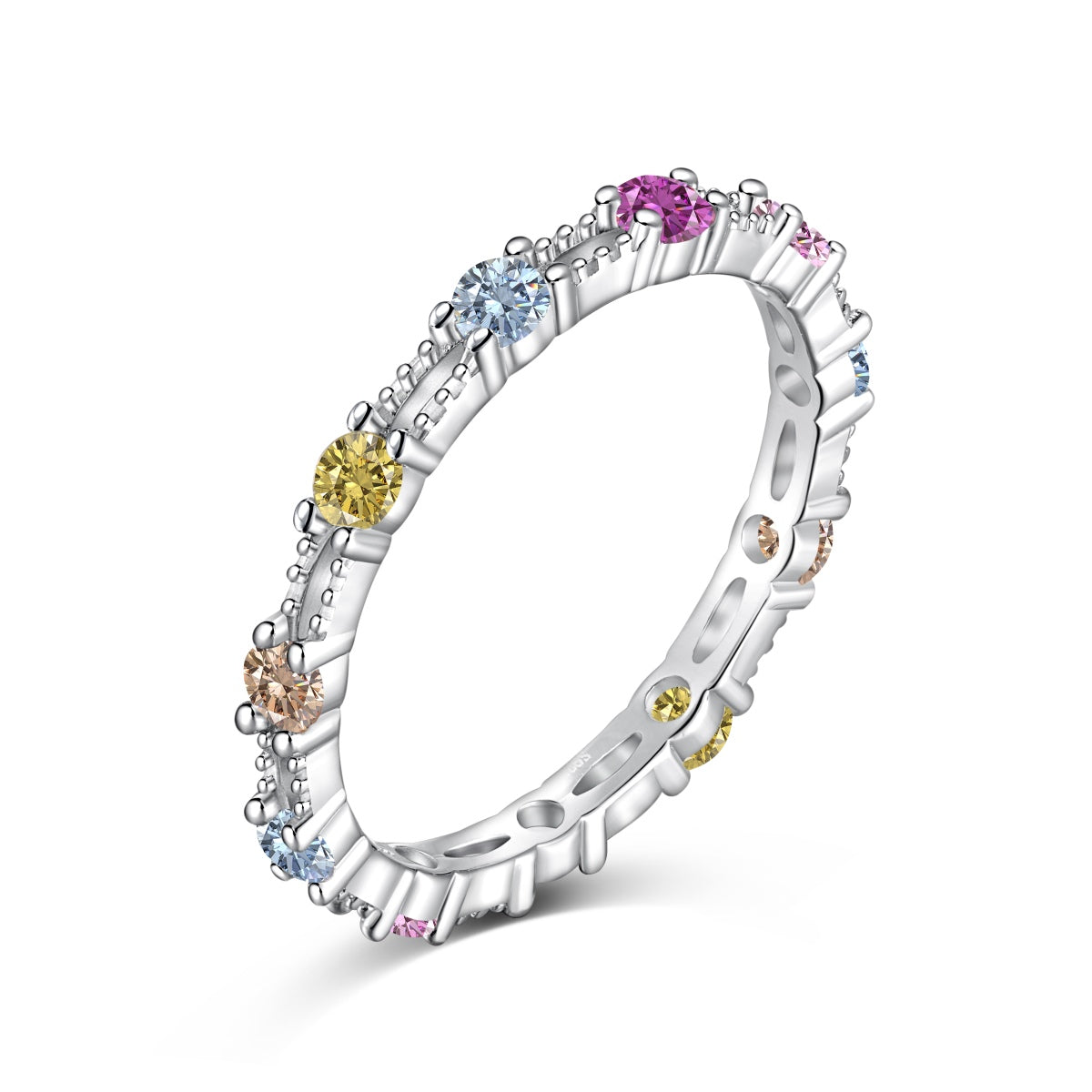[Limara]Sparkling Colorful Round Cut Tennis Ring