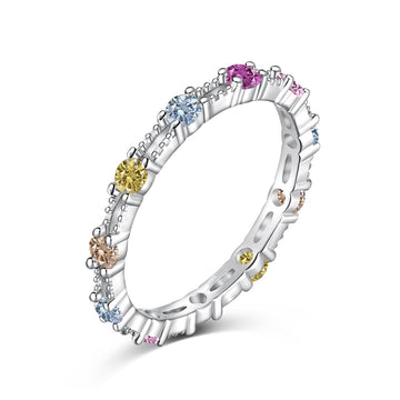 [Limara]Sparkling Colorful Round Cut Tennis Ring
