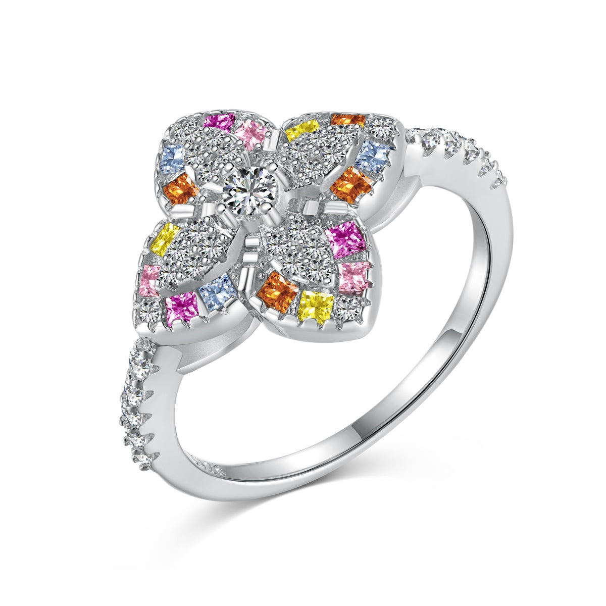 [Limara]Luxurious Colorful Flower Shape Banquet Ring