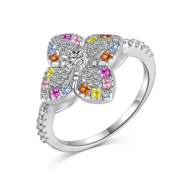 [Limara]Luxurious Colorful Flower Shape Banquet Ring