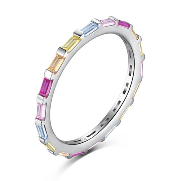 [Limara]Exquisite Multicolored Emerald Cut Daily Ring