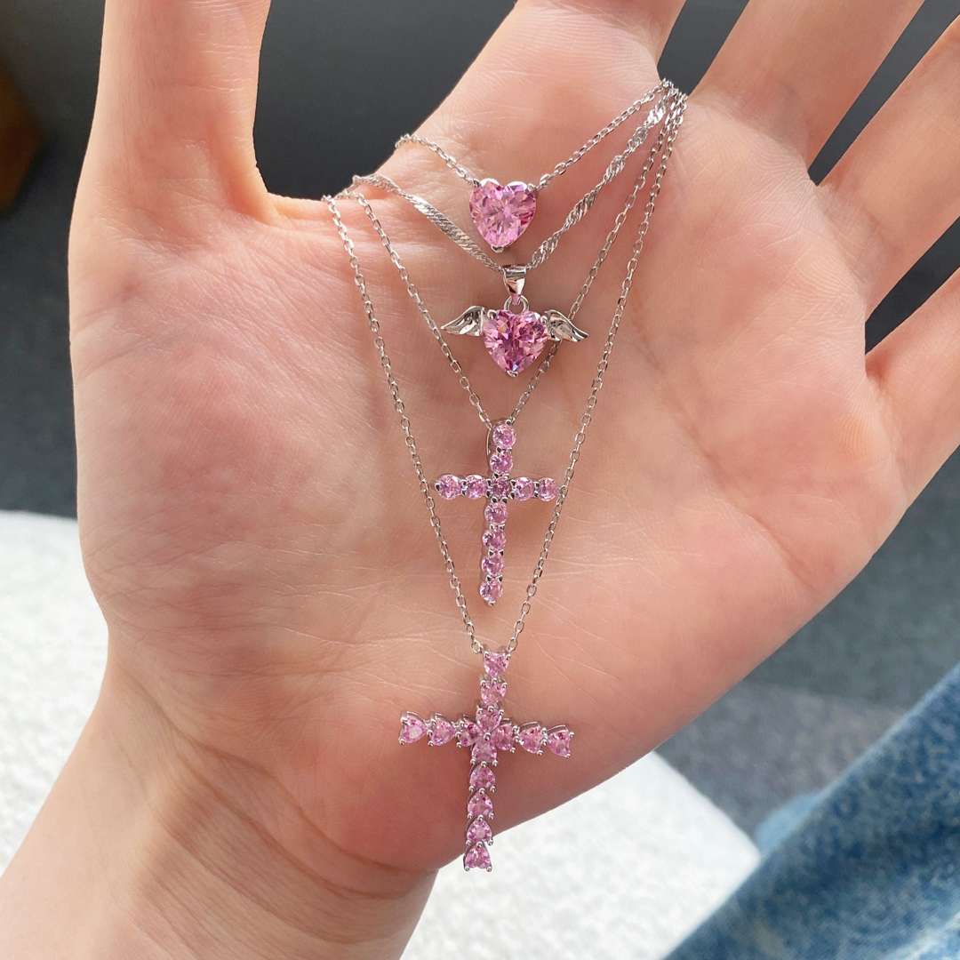 [Limara]Heart Shape Main Stone Pendant Collarbone Necklace