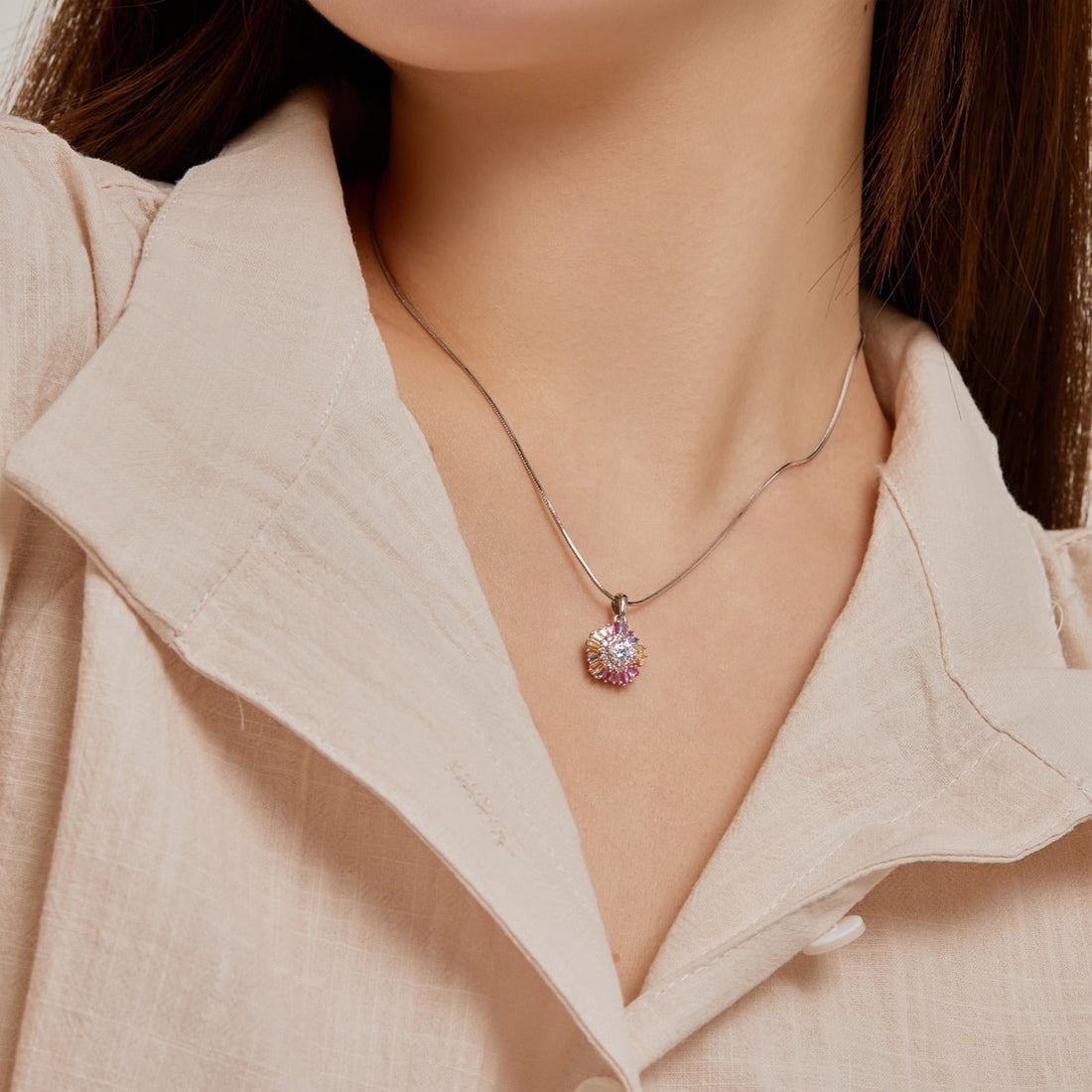 [Limara]Charming Flower Colorful Necklace