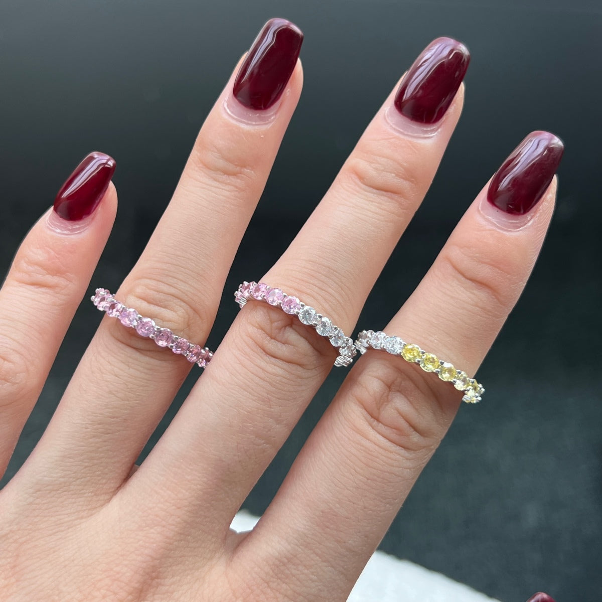 [Limara]Sparkling Round Cut Tennis Ring