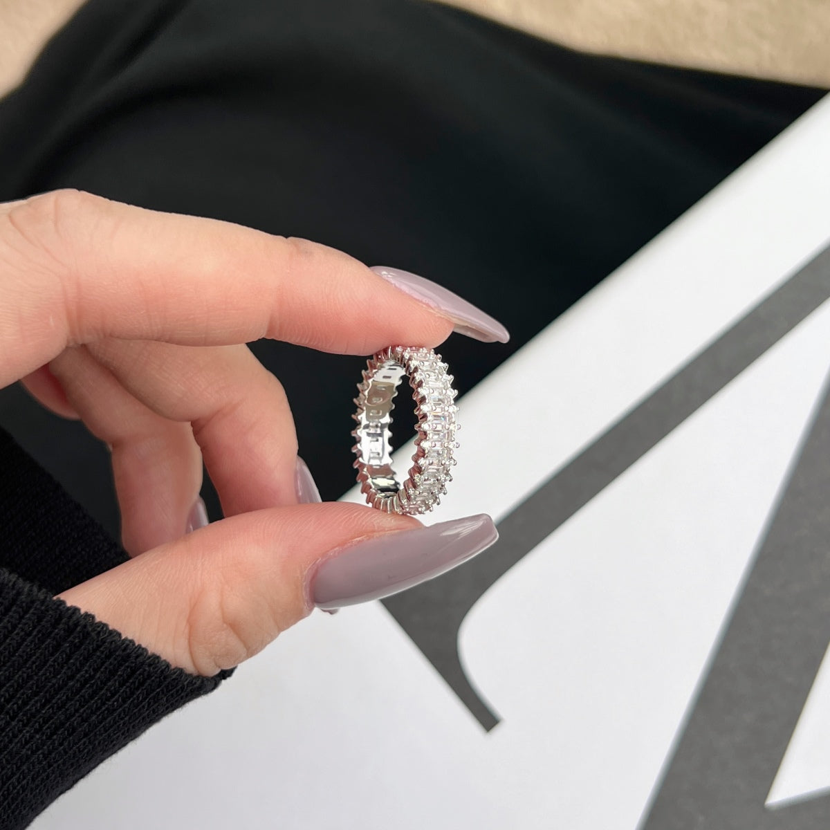 [Limara]Splashy Ornate Emerald Cut Cocktail Ring