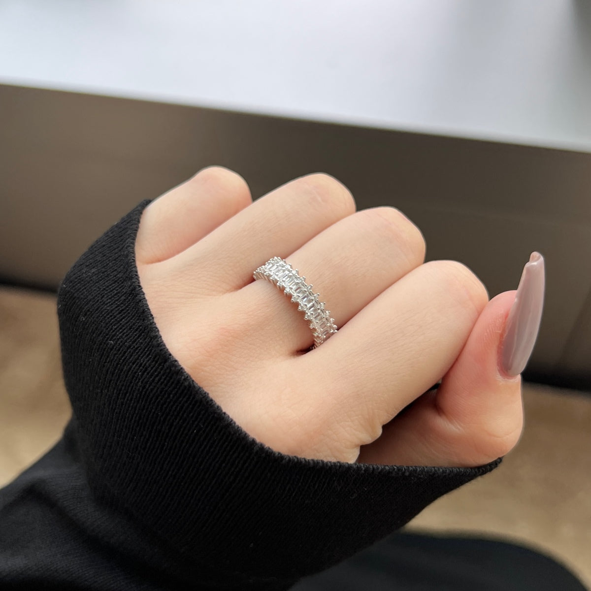 [Limara]Splashy Ornate Emerald Cut Cocktail Ring