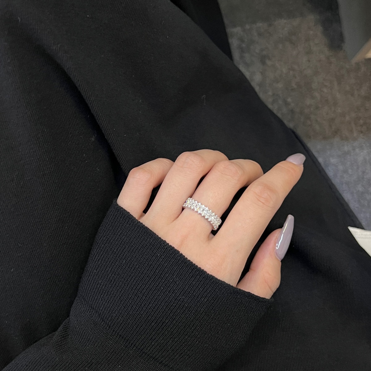 [Limara]Splashy Ornate Emerald Cut Cocktail Ring