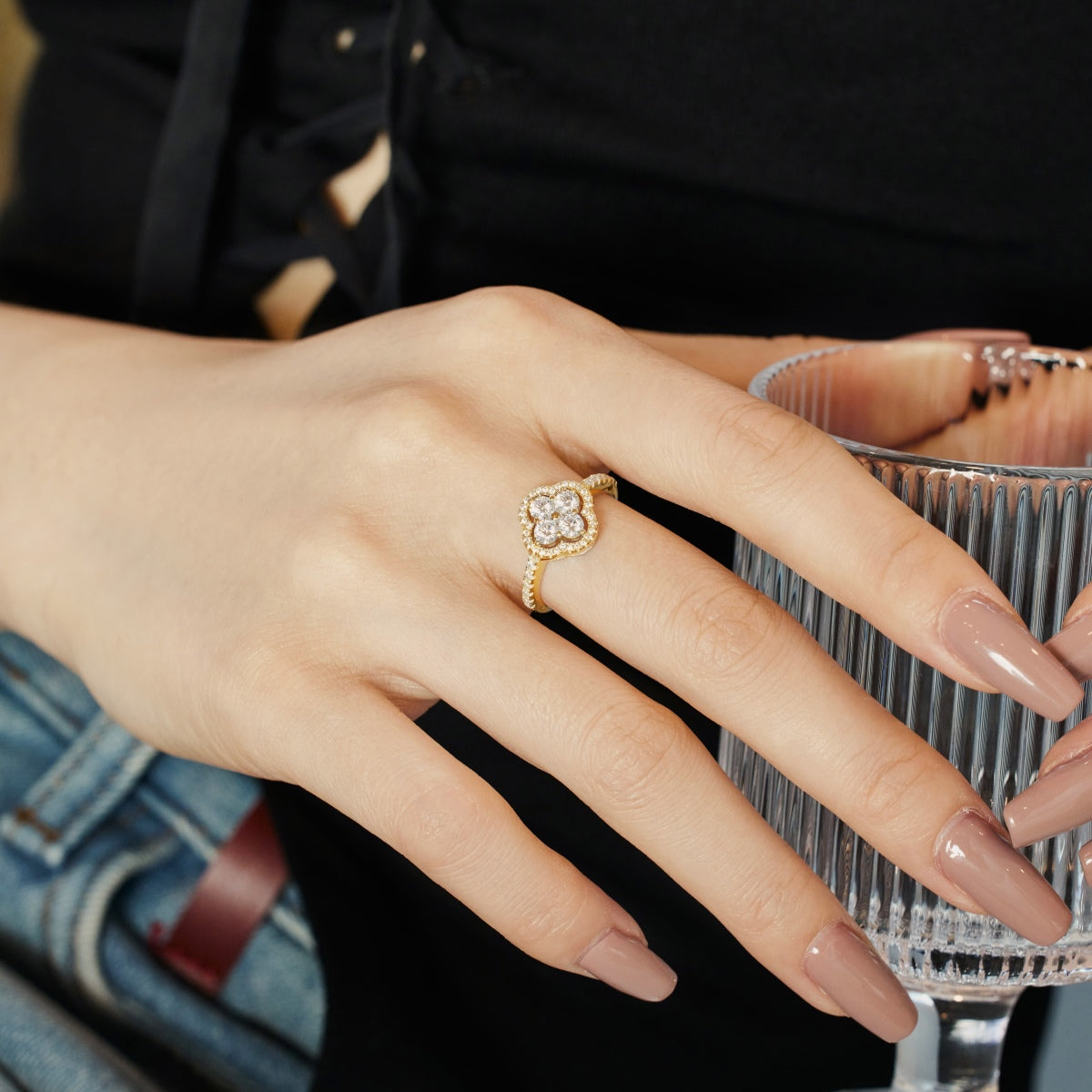 [Limara]Four Leaf Clover Flower Design Ring