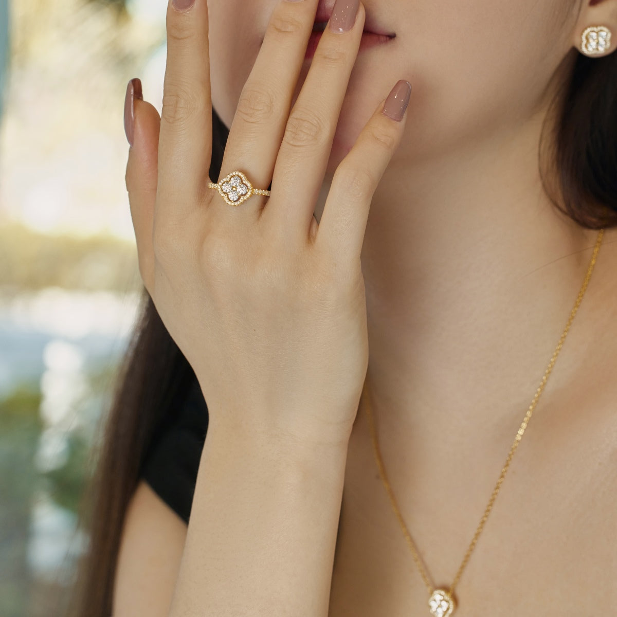 [Limara]Four Leaf Clover Flower Design Ring