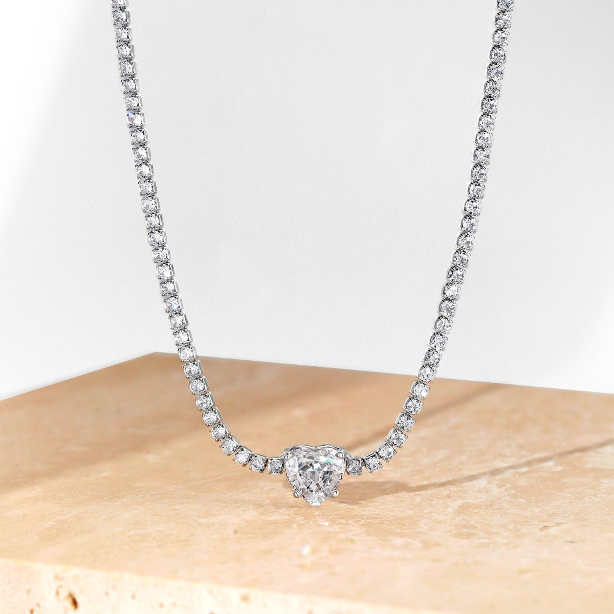 [Limara]2.0 Carat Sparkling Tennis Heart Cut Necklace