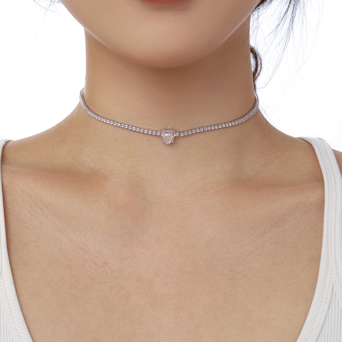 [Limara]2.0 Carat Sparkling Tennis Heart Cut Necklace