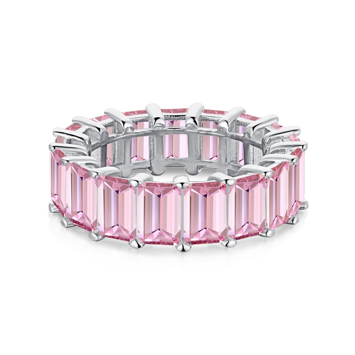 [Limara]0.75 Carat Elegant Emerald Cut Tennis Ring
