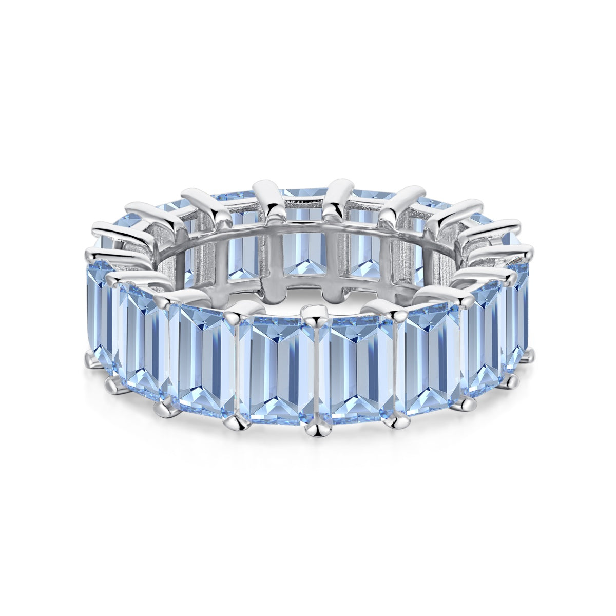 [Limara]0.75 Carat Elegant Emerald Cut Tennis Ring
