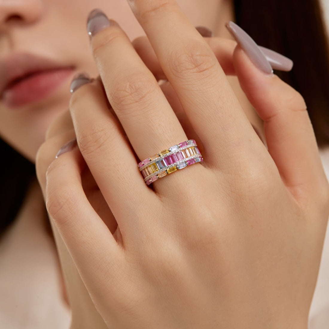 [Limara]Dazzling Colorful Radiant Cut Party Ring